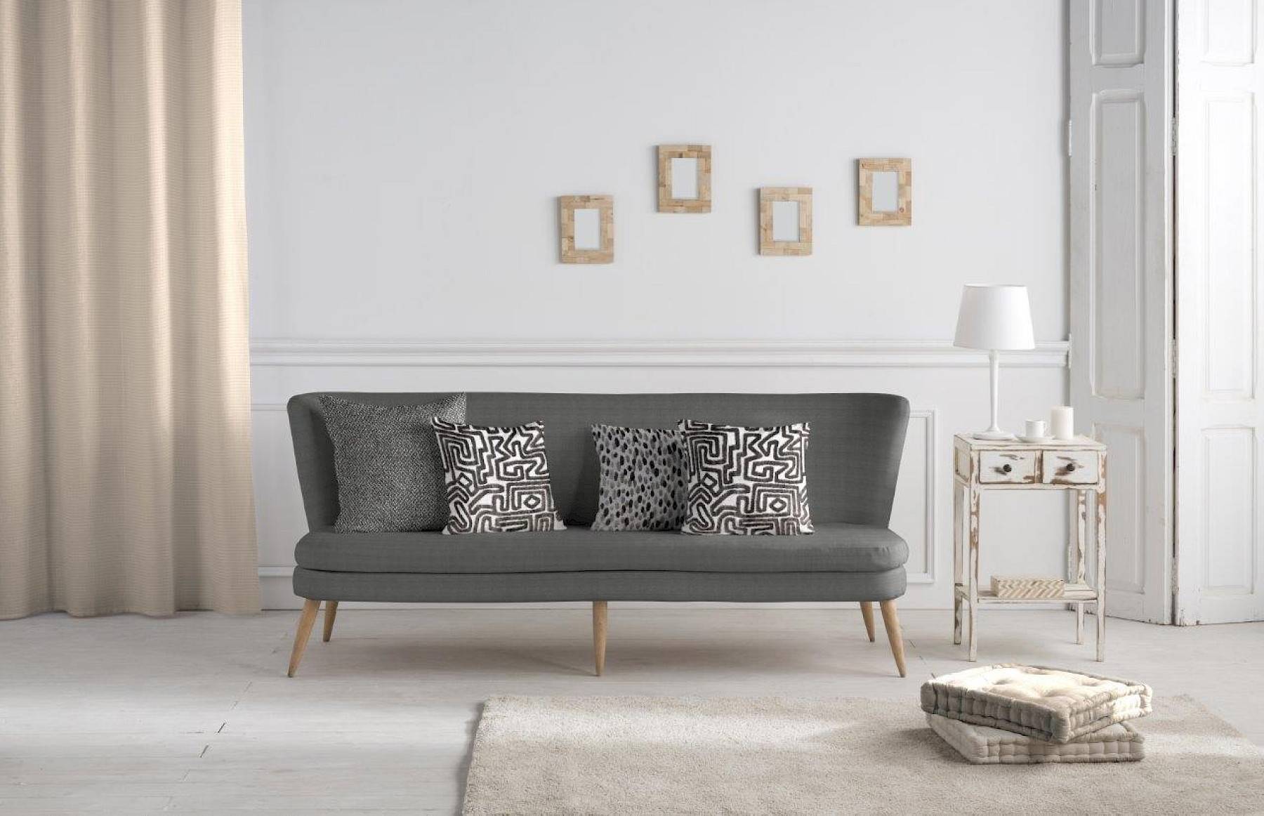 pillows in City Modern style on bench in minimalist living room