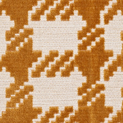 A white-coloured sample of velvet woven fabric from the Inari Collection with light brown patterns.