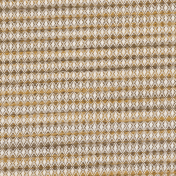 A white-coloured sample of a flat woven fabric from the Naturals Collection with brown and yellow patterns.